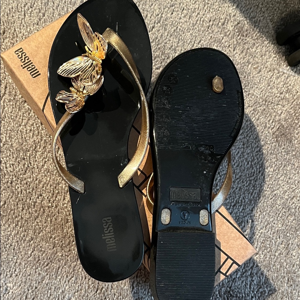 Melissa Black and Gold Women's Sandals